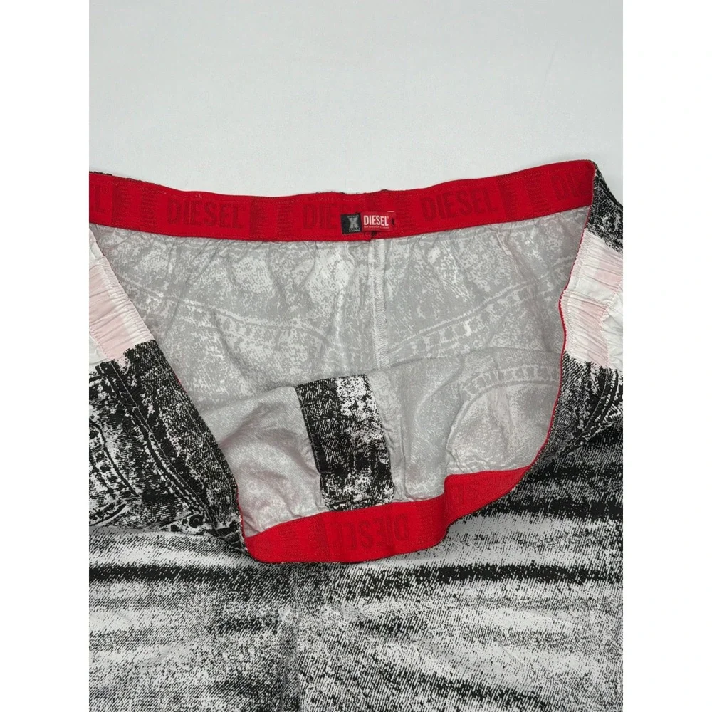 DIESEL‎ Mens Acid Wash Denim Print Boxer Shorts Elastic Waist White 3XL